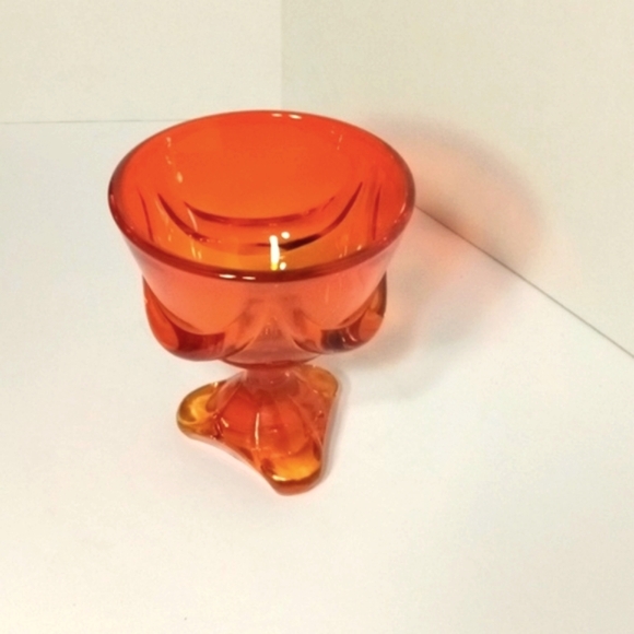 Viking Epic Drape Glitzy Orange/ Yellow Round Footed Compote VINTAGE - Picture 3 of 8